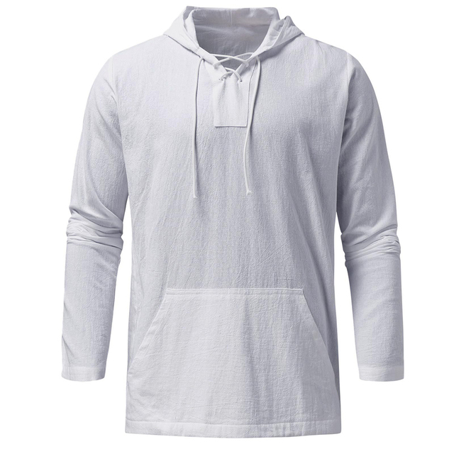 Light Casual Mens Pullover - Laceup V Neck, Linen