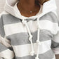 Plush Women’s Hooded Pullover - Striped Relaxed Cotton, Casual