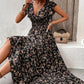 Black A-Line Dress for Women with Ruffle Sleeves and Elastic Waist, Lightweight Spring Fashion-3