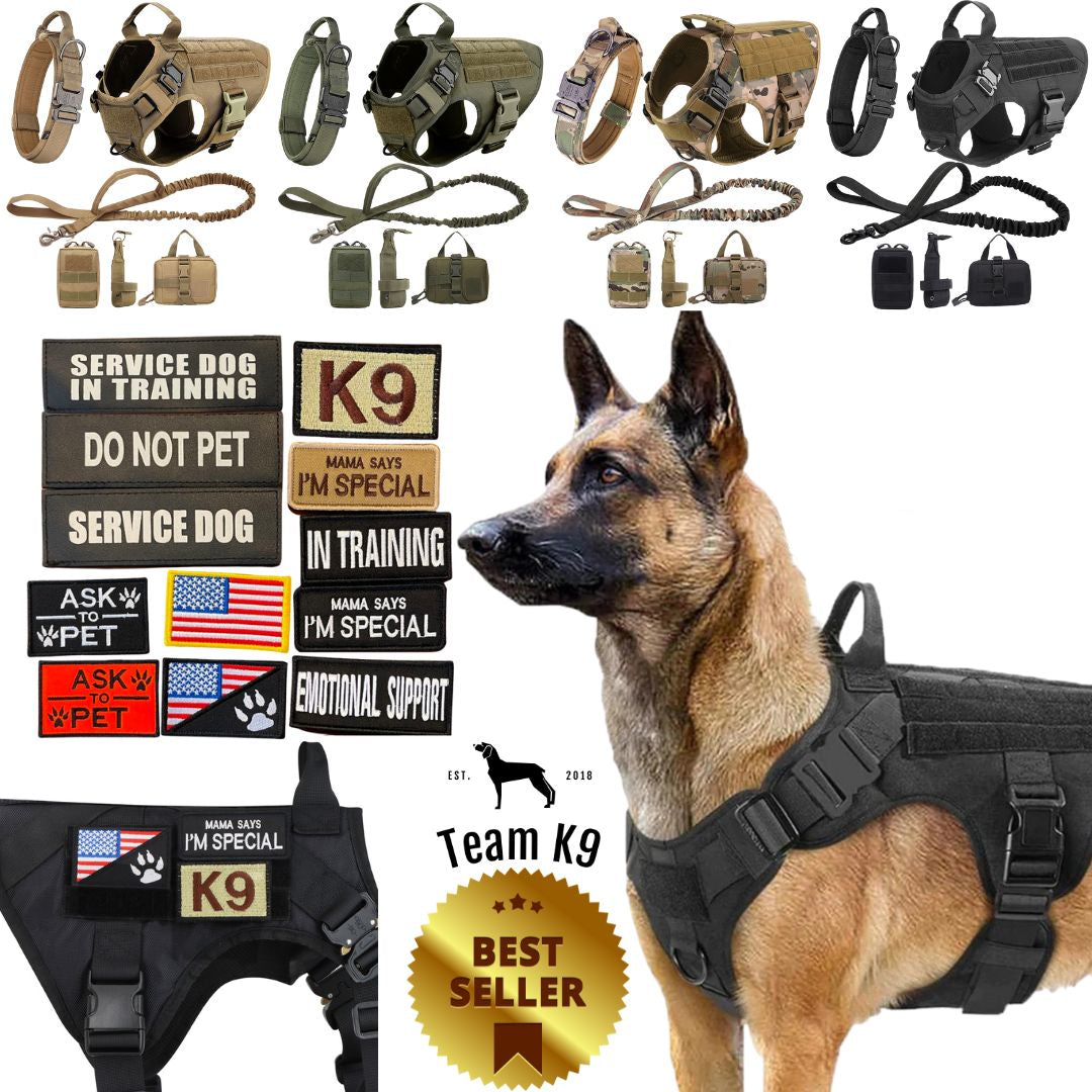 Tactical2025 Edition Dog Harness System All-In-One Training Bundle No-Pull Harness MOLLE Pouches Travel Water Bowl Holiday