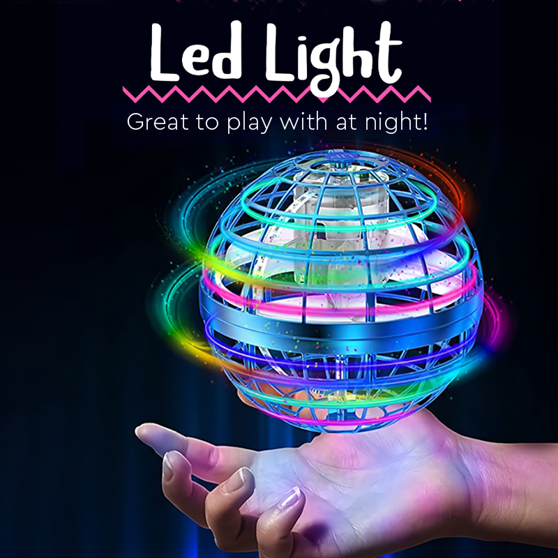 LED Flying Magic Orb Drone Toy - 360° Rotating UFO Ball for Kids, Safe & Battery-Powered Fun