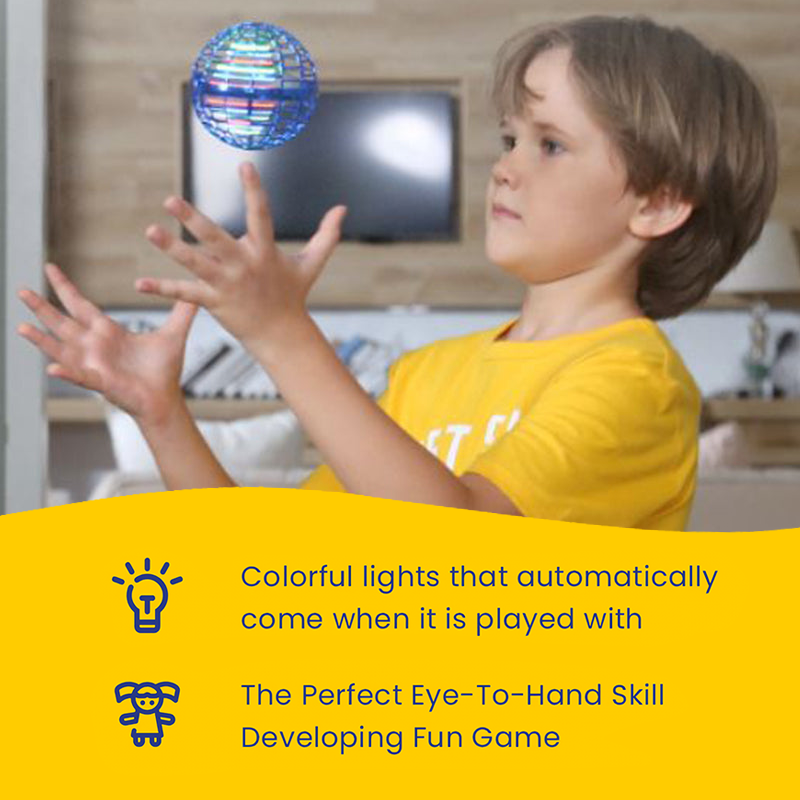 LED Flying Magic Orb Drone Toy - 360° Rotating UFO Ball for Kids, Safe & Battery-Powered Fun