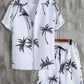 Men's Summer Set with Tropical Print, Lightweight Shirt and Shorts, Relaxed Fit for Warm Weather Casual Outings-4