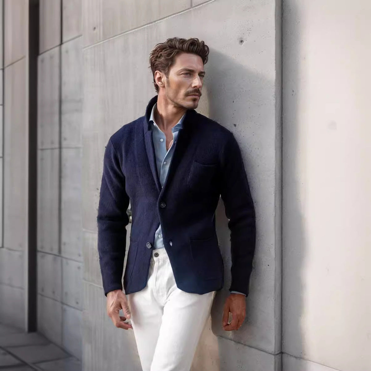 men's Warm jacket - blazer-style, long-sleeve, polyester, for everyday casual wear