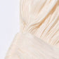 Women's Elegant Dress with Ruched Design, Lantern Sleeves, and High Waist for Summer Events