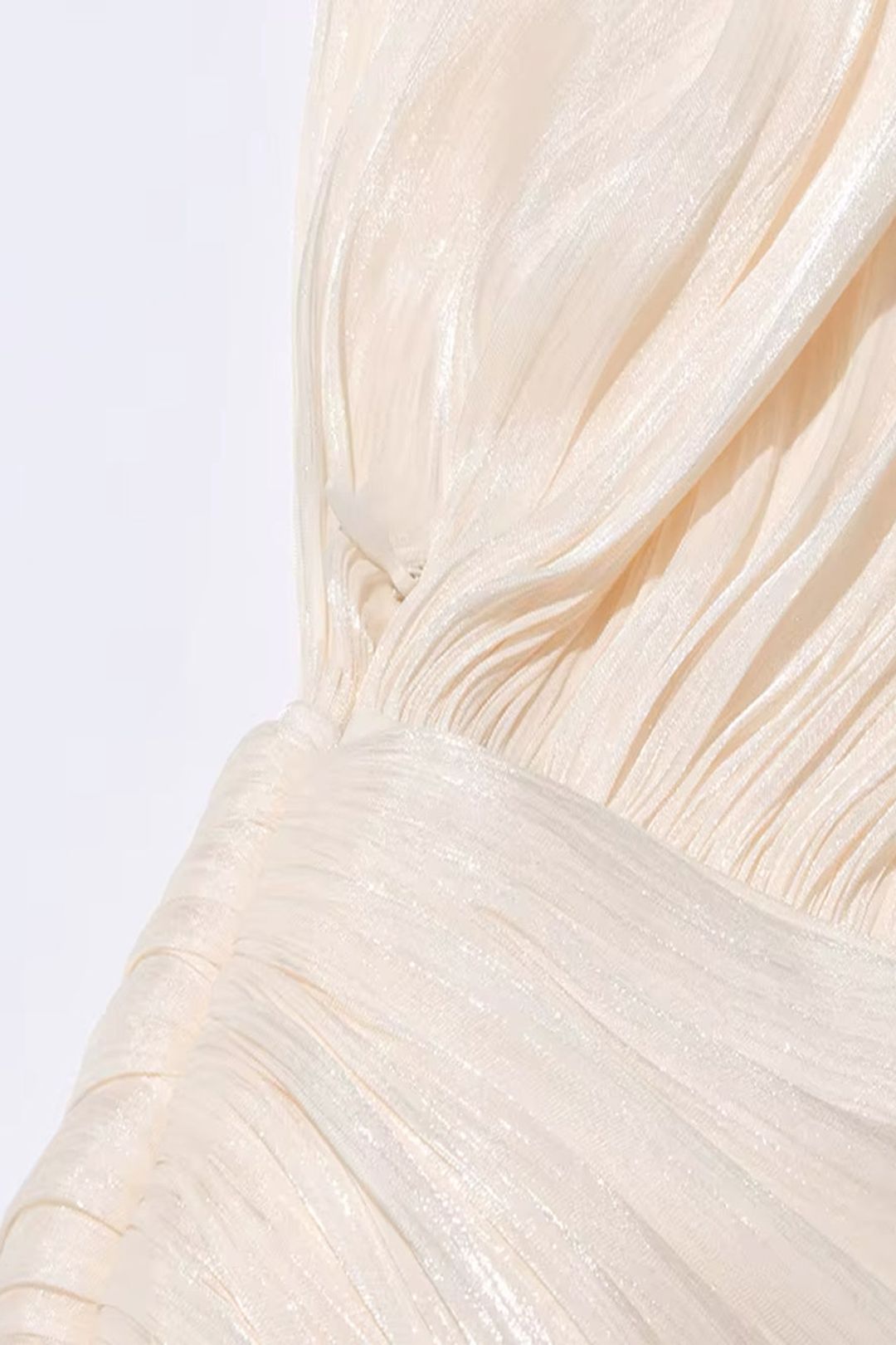 Women's Elegant Dress with Ruched Design, Lantern Sleeves, and High Waist for Summer Events