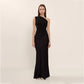 women's Fitted dress - asymmetric one-shoulder sheath, satin, for formal evening events and special occasions