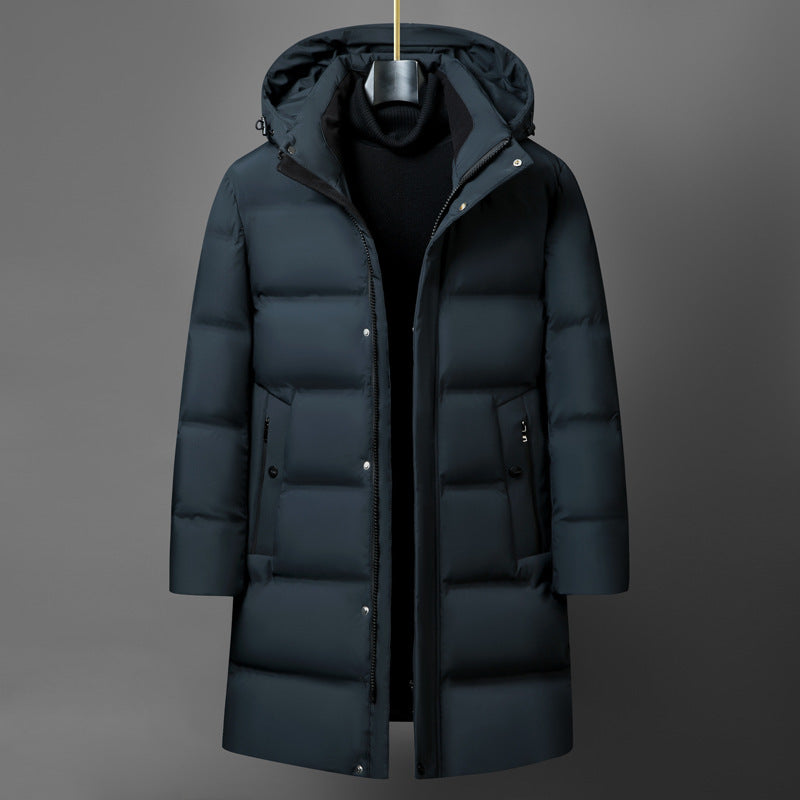 Men's Insulating Mid-Length Down Coat - Boxy, Polyester