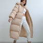 Cozy Warm Women's Puffer Coat - Longline, Cotton, Winter