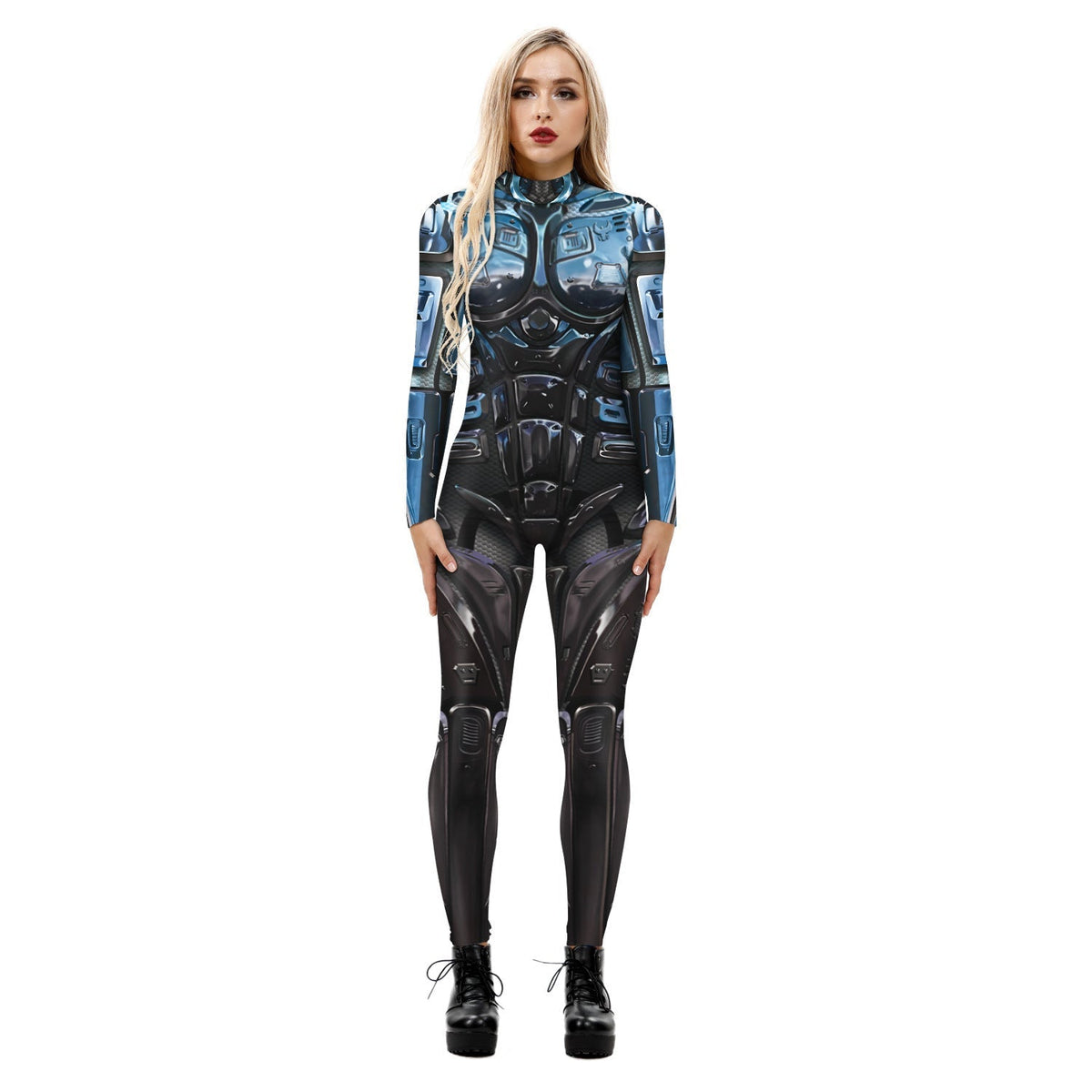 and Stretchy Body-Hugging Women's Printed Jumpsuit - Contoured Full-Body, Milk Silk Second-Skin for Cosplay