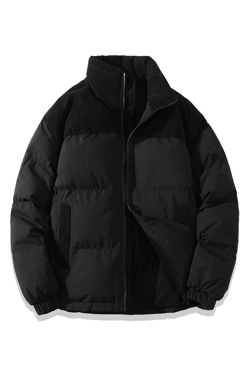 Unisex Insulating Puffer Coat - Stand Collar, Cotton