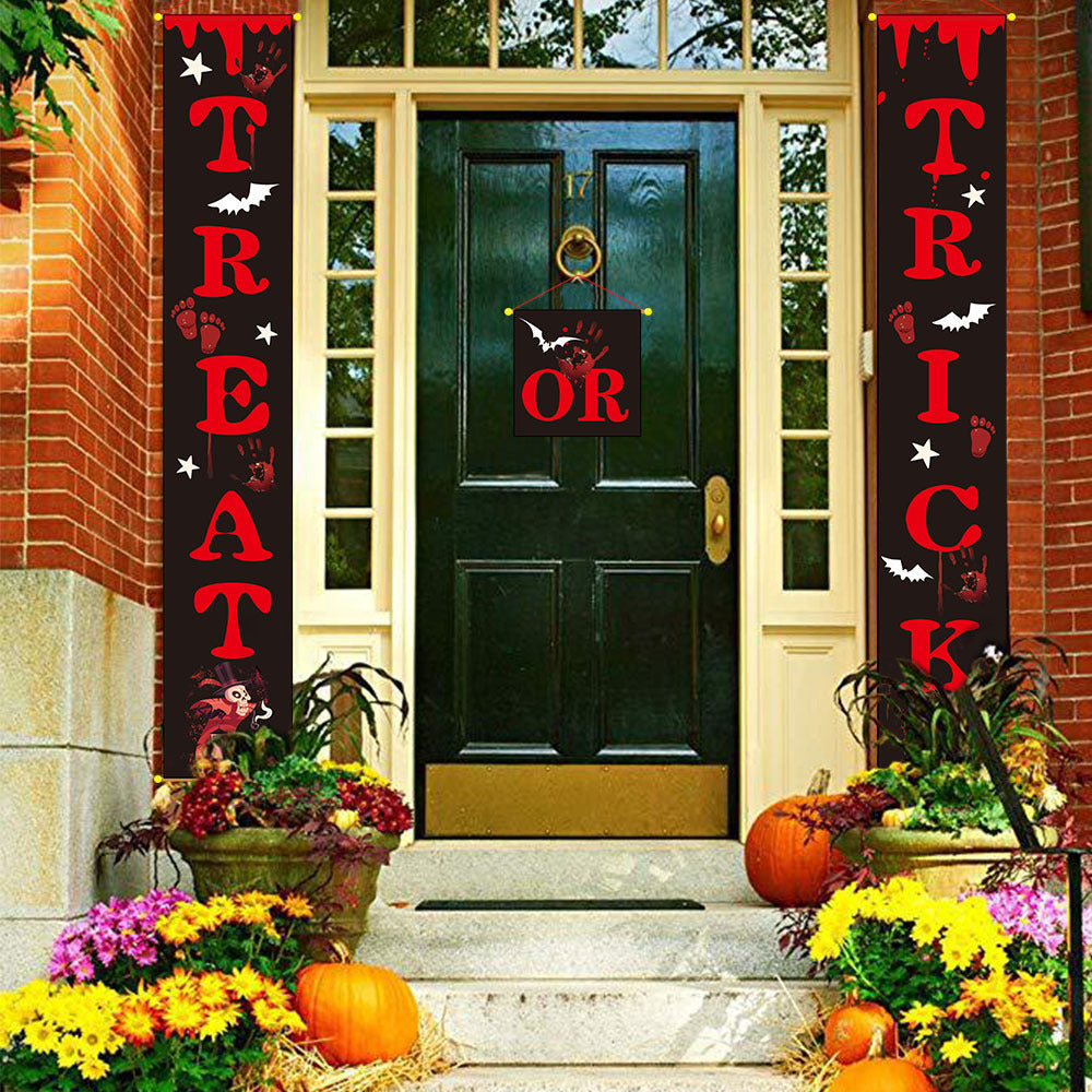 Door Halloween Banner Couplets Outdoor Black Red Decor