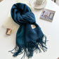 Women Warm Scarf - Reversible Fringed Cashmere Winter