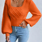 Plush Women's Square Collar Sweater - Cropped Knit Layering