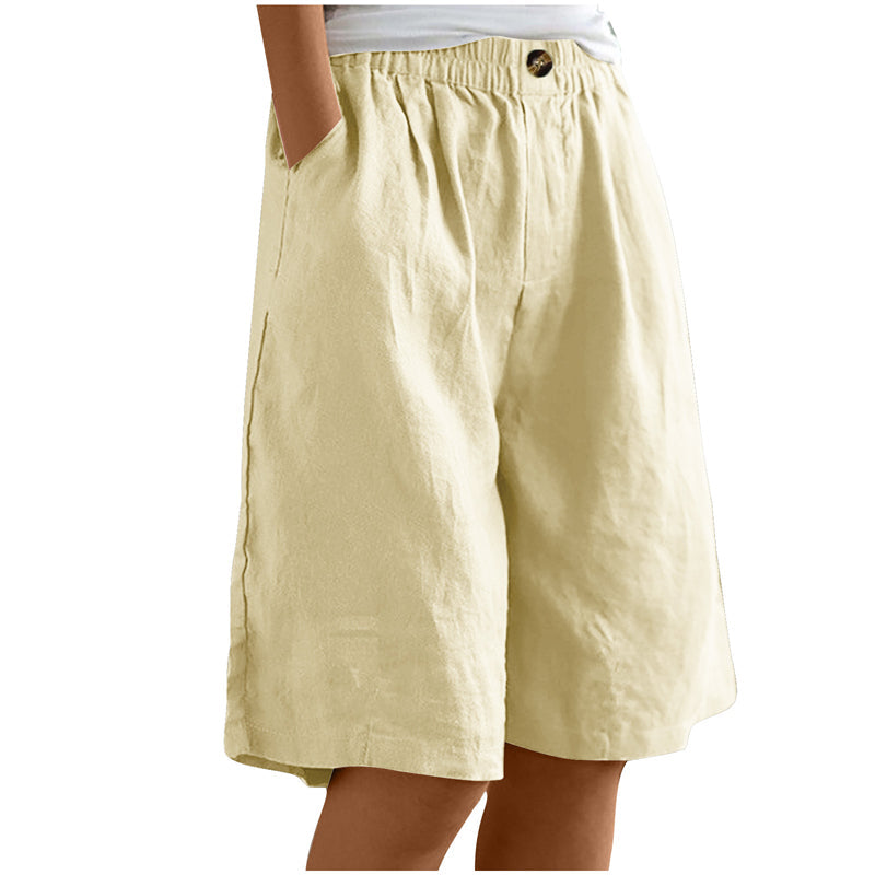 high-waisted, loose-fit with pockets, cotton, for casual summer days – Light women's shorts