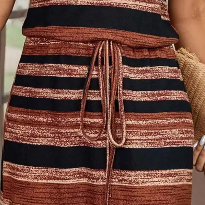 Elegant Striped Womens Dress with Spaghetti Straps, Versatile Summer or Cocktail Dress for Casual and Formal Occasions-3