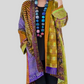 Cotton Vintage Linen Ethnic Print Cardigan - Large Size Long Sleeve Women's Sweater