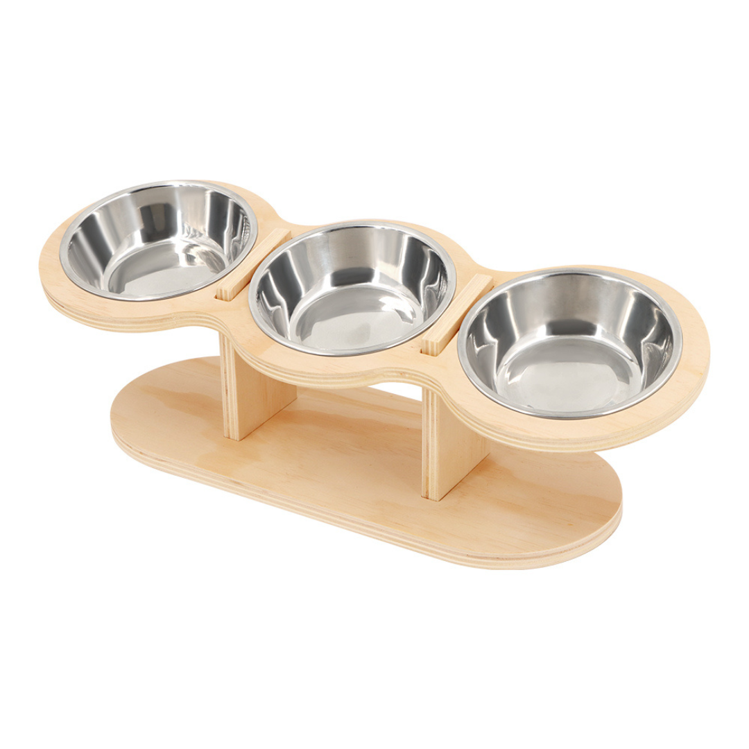 Dog Elevated Bowls With Wooden Stand Stainless Steel Dual Bowls Vet Recommended Fall 2025 Gift