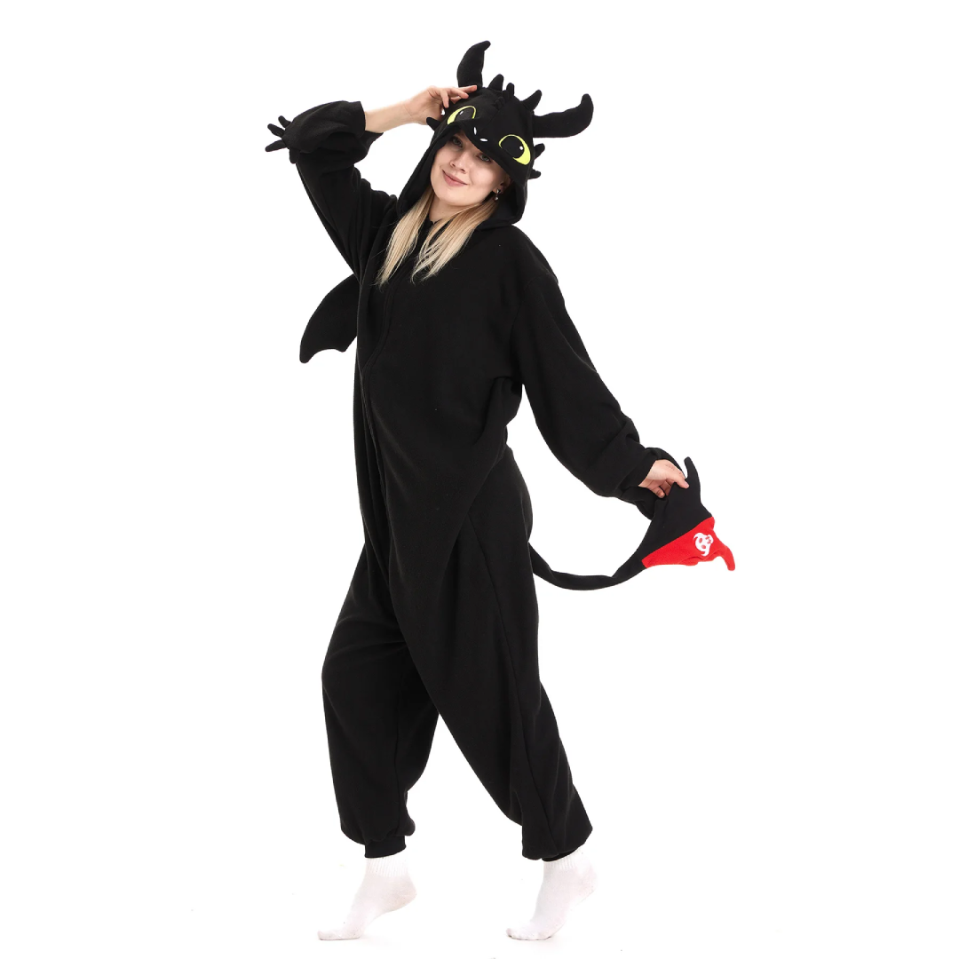 Toothless Kigurumi Dragon Pajamas Jumpsuit for Kids Adults