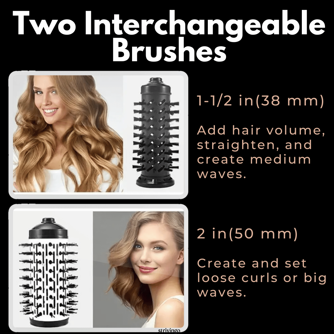 3-in-1 Rotating Hair Dryer and Styler with Flexible Temperature for Effortless Curls and Waves