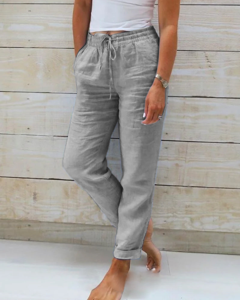 Comfortable Men's Casual Pants with Elastic Waistband for All-Day Wear, Tailored Fit Casual Trousers-3