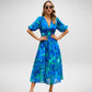 Variant image for Elegant Printed Midi Dress with Three-Quarter Sleeves for Women - Versatile Midi Dress for Any Occasion-9
