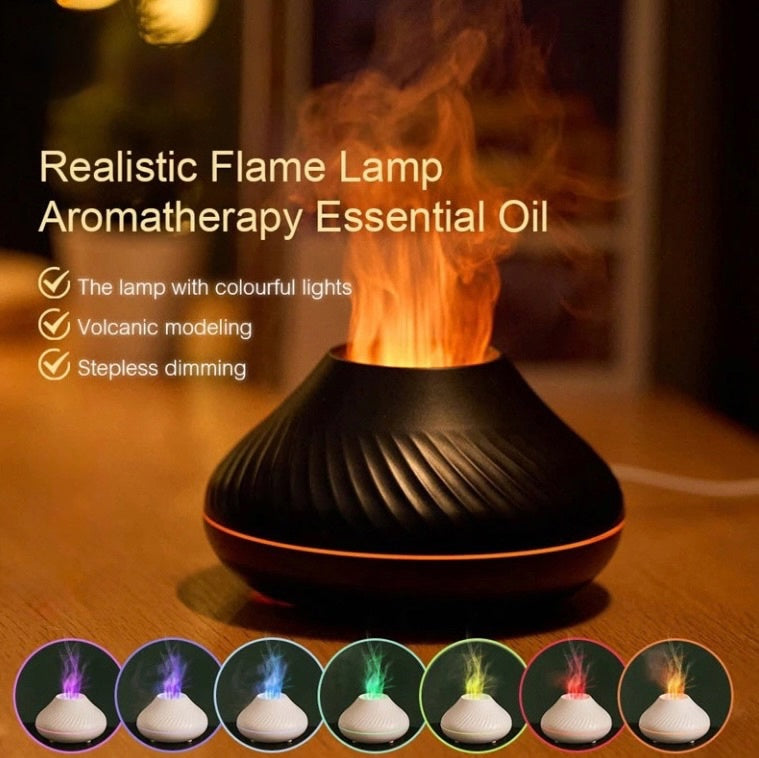 Aroma Volcanic Diffuser Essential Oil Lamp 130ml USB Humidifier with Color Flame Night Light