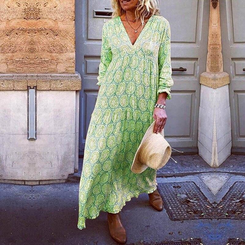 Trendy V-Neck Women's Dress with Striking Print for Spring and Summer, Eco-Friendly Fabric, Comfortable Fit, Available in Multiple Sizes-4