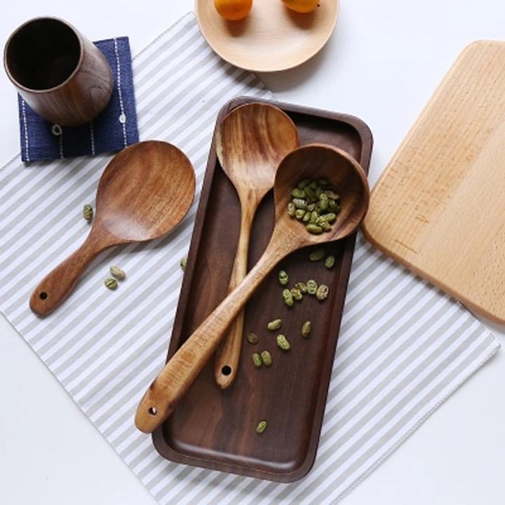 Top-Grade Non-Scratch Kitchen Tools, Handcrafted Teak for Long-Lasting Durability – 4pcs Teak Wooden Utensil Kit