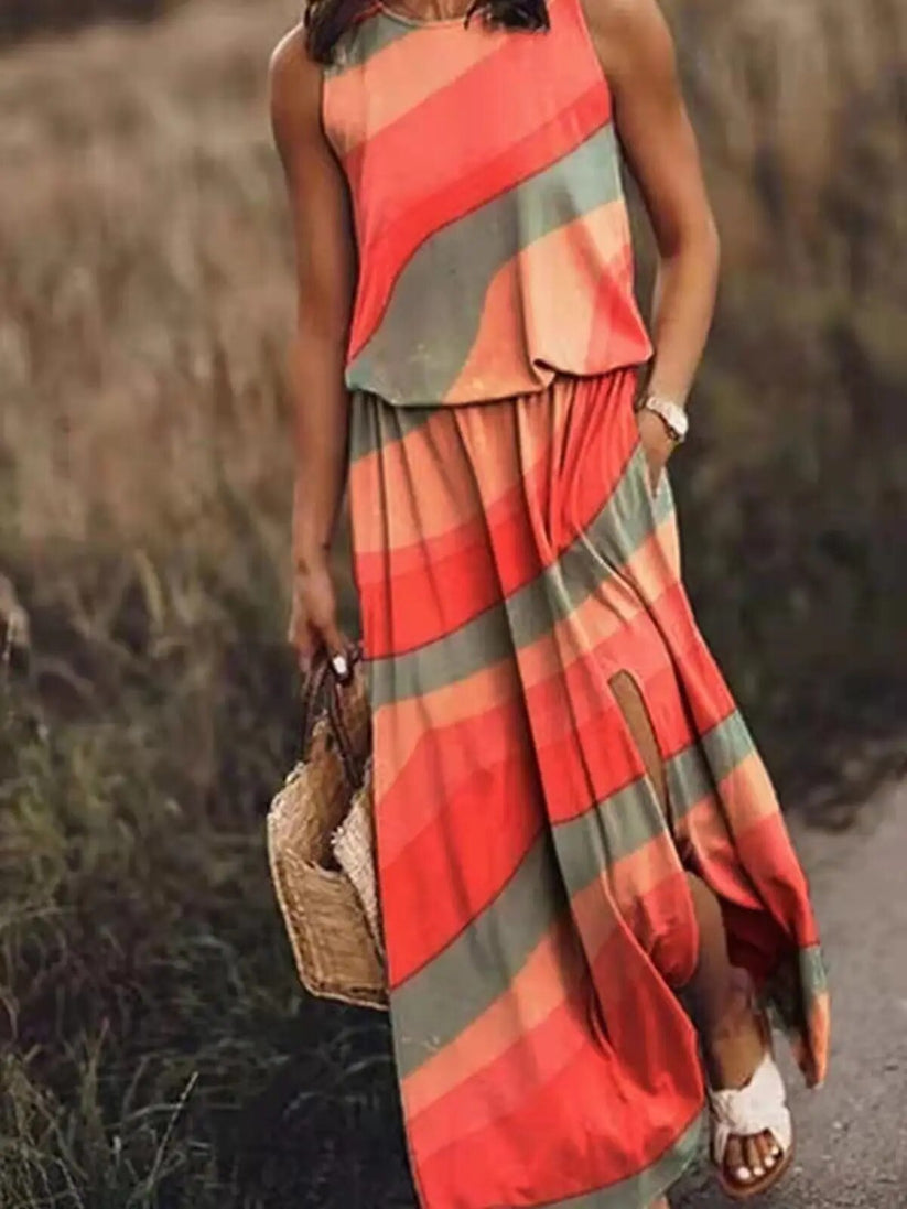Stylish Floral Sleeveless Womens Dress for Summer - Comfortable Fit, Perfect for Special Occasions and Daily Wear-1