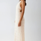 Ethereal Halter Maxi Dress in Soft Nude with Pleated Layers - Elegant Long Dress for Women, Full-Length Design-3