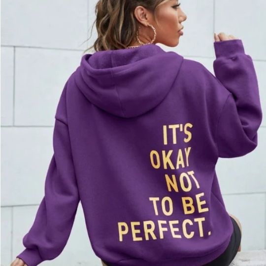 Women’s Oversized Hoodie - Relaxed Back Slogan Cotton Blend