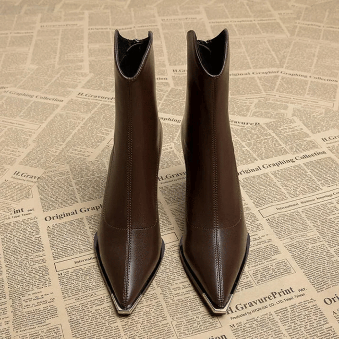 Women's Supportive Ankle Boots - Pointed Toe, Faux Leather