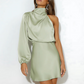 Elegant One-Shoulder Asymmetrical Dress for Women - Chic Cocktail and Wedding Guest Dress-1