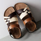 Light Men's Sandals - Hollow-Out Design, Cork Footbed, Casual Regular Wear