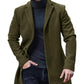 Refined Warm Men's Tweed Coat - Medium-Length Polyester