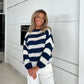 Cozy Oversized Women’s Pullover Sweater - Striped Knit