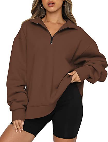 Light Women Zip Sweatshirt - Oversized Pullover Casual