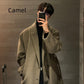 Men's Warm Trench Coat - Single-Breasted, Wool, Winter