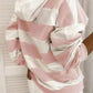 Plush Women’s Hooded Pullover - Striped Relaxed Cotton, Casual