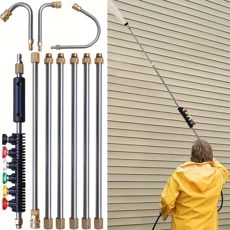 Telescoping2026 Edition High Pressure Washer Wand Kit 8–10 Ft Reach For Gutter And Roof Cleaning Ladder Free Fall
