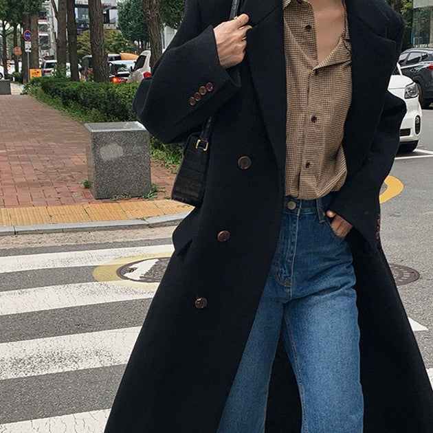 Notched Collar, Wool, For City – Oversized Women’s Coat