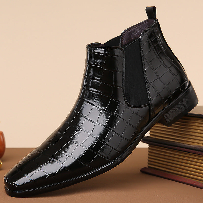 Men's Supportive Chelsea Boots - High Top Croc Leather