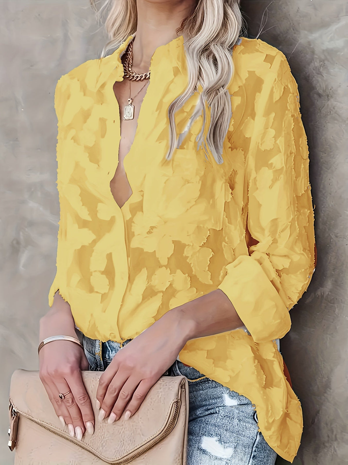 Stylish White Women's Blouse, Lightweight and Breathable Long Sleeve Top for Summer Wear, Flattering Fit-5