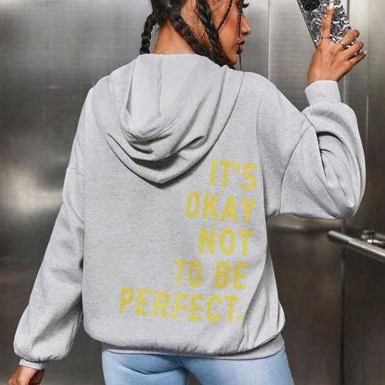 Women’s Oversized Hoodie - Relaxed Back Slogan Cotton Blend