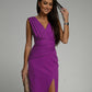 Variant image for Elegant Women's V-Neck Cocktail Dress with Slit, Figure-Hugging Design for Formal Occasions, Available in Multiple Sizes-19