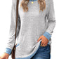 Plush Relaxed Women’s Long Sleeve Pullover - Round Neck Tunic, Cotton Cashmere Knit, Pocketed Mid Length Top For Casual Wear