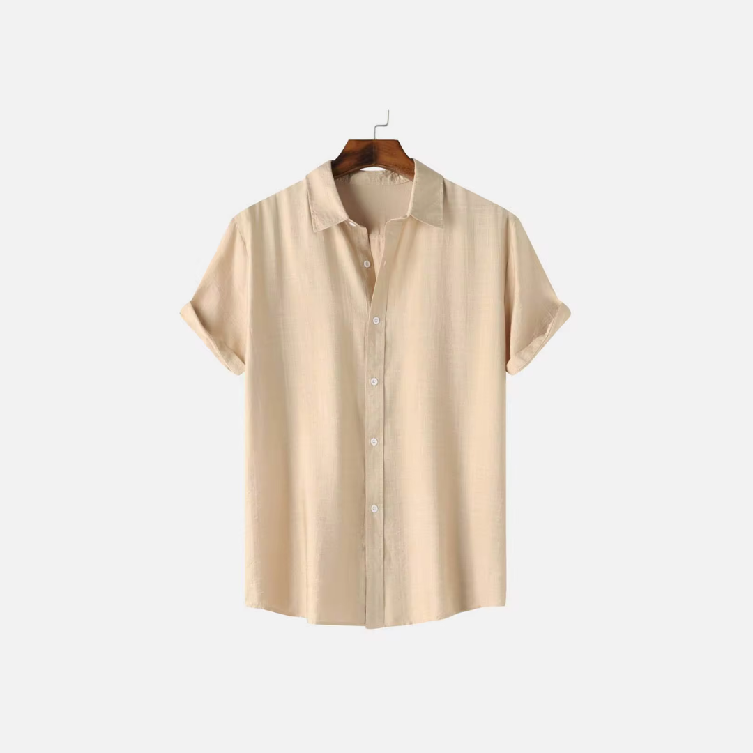 Men's Linen Dress Shirt - Lightweight Flax Fabric, Elegant Regular Fit, Perfect for Casual and Formal Wear, Available in White, Light Blue, Beige-3