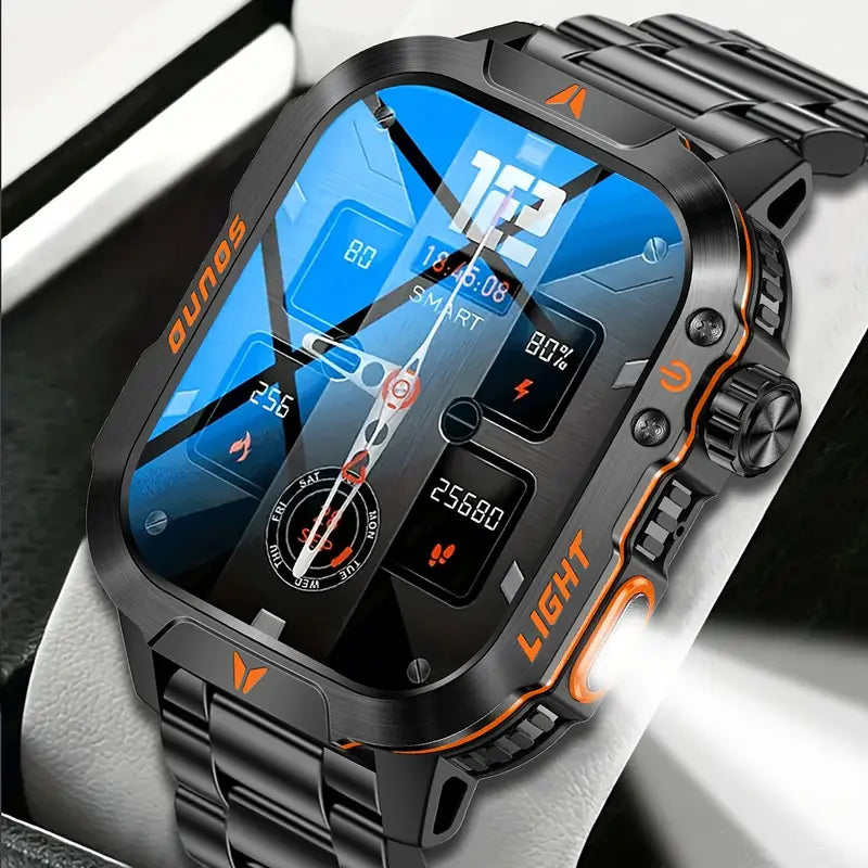 1.96 Inch AMOLED Display, 5ATM Water-Resistant, Bluetooth Call Fitness Tracker, Fall 2025 – Smartwatch Rugged Military Grade