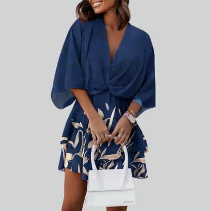 Sleeve Bat Ruffle Mini Dress Summer Sundress for Women Casual Vacation Wear